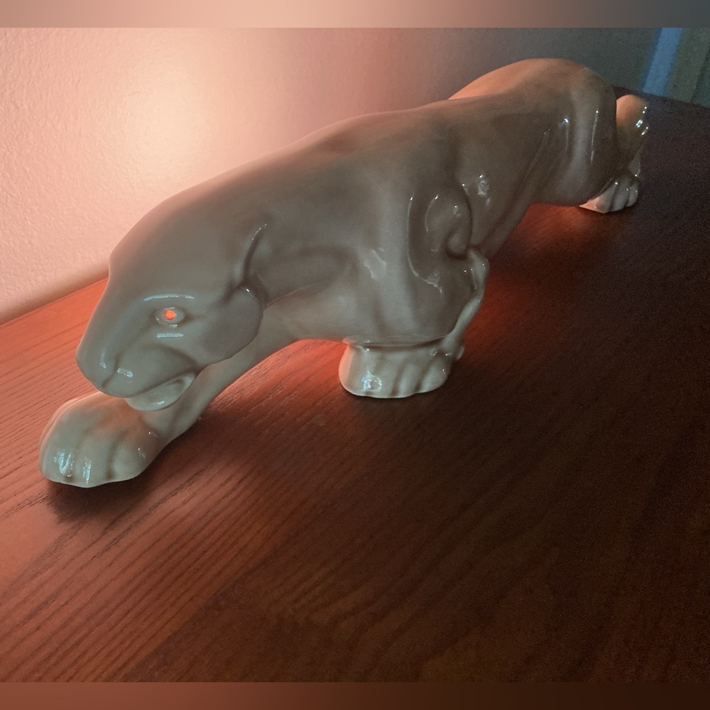 RARE 1950’s CERAMIC BEIGE PANTHER CAT TV MID CENTURY MODERN LAMP - Picture 13 of 16